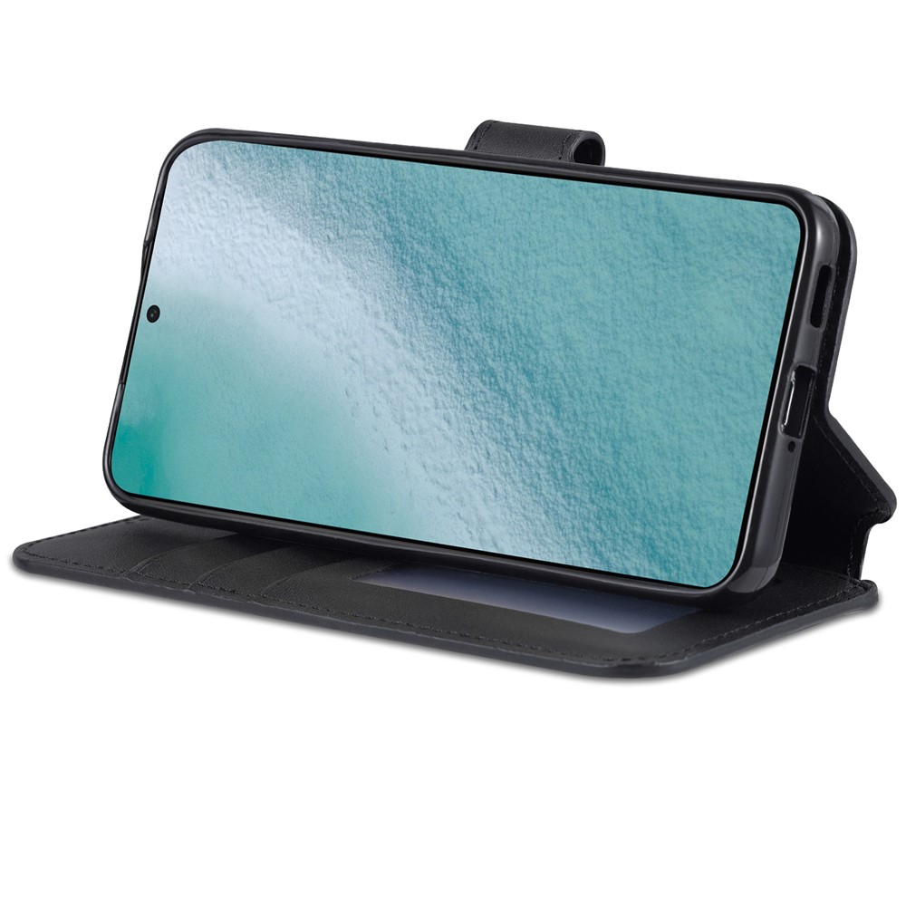 AZNS PU Leather Case Magnetic Clasp Wallet Shock Absorption Phone Cover with Foldable Stand for Samsung Galaxy S22+ 5G - Black-4