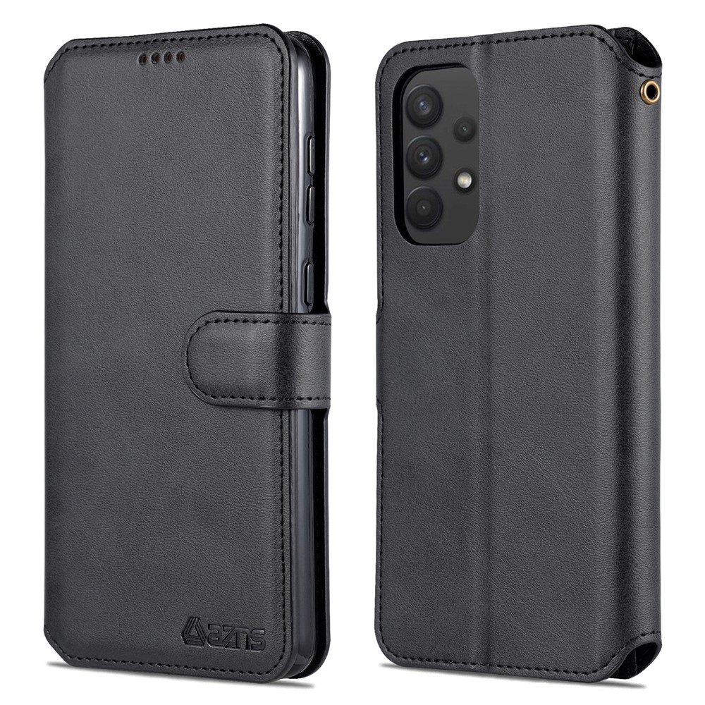 AZNS Drop Resistant PU Leather Case Magnetic Clasp Wallet Phone Cover with Foldable Stand for Samsung Galaxy A33 5G - Black-1