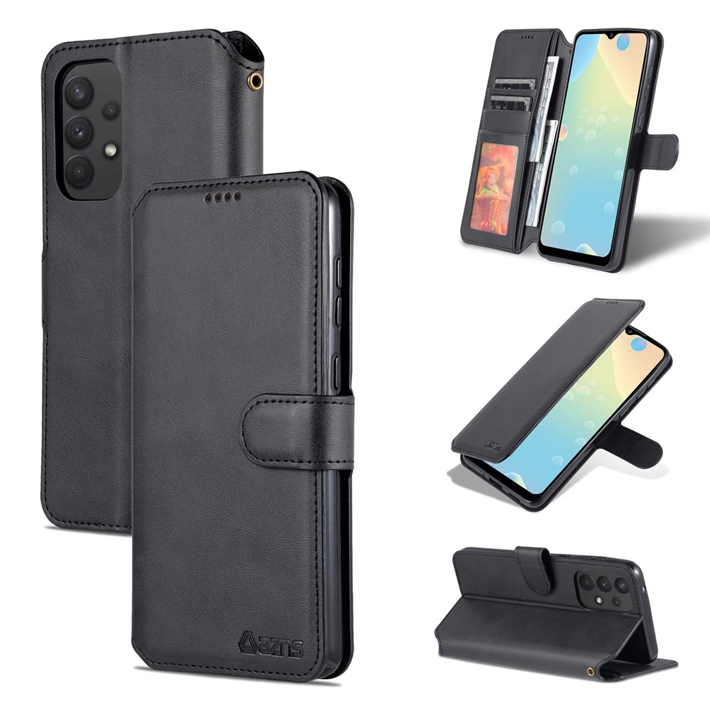 AZNS Drop Resistant PU Leather Case Magnetic Clasp Wallet Phone Cover with Foldable Stand for Samsung Galaxy A33 5G - Black-10