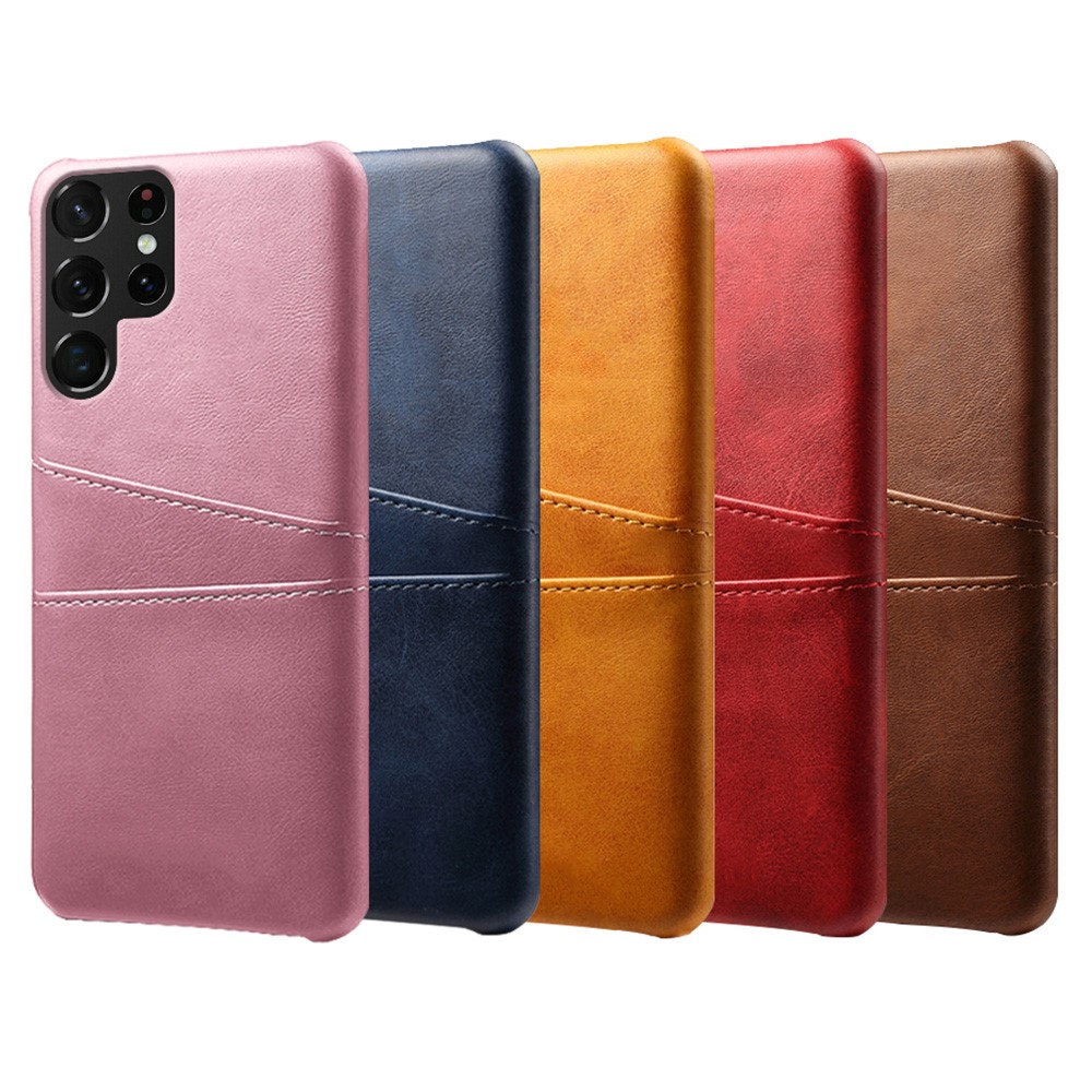 For Samsung Galaxy S22 Ultra 5G Double Card Slots Phone Case Anti-scratch Ultra Slim PU Leather + Hard PC Cover - Black-6