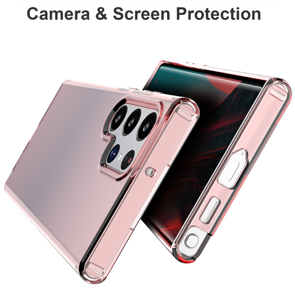 GW18 Thickened Anti-drop Soft TPU Clear Phone Case for Samsung Galaxy S22 Ultra 5G - Transparent Pink-2