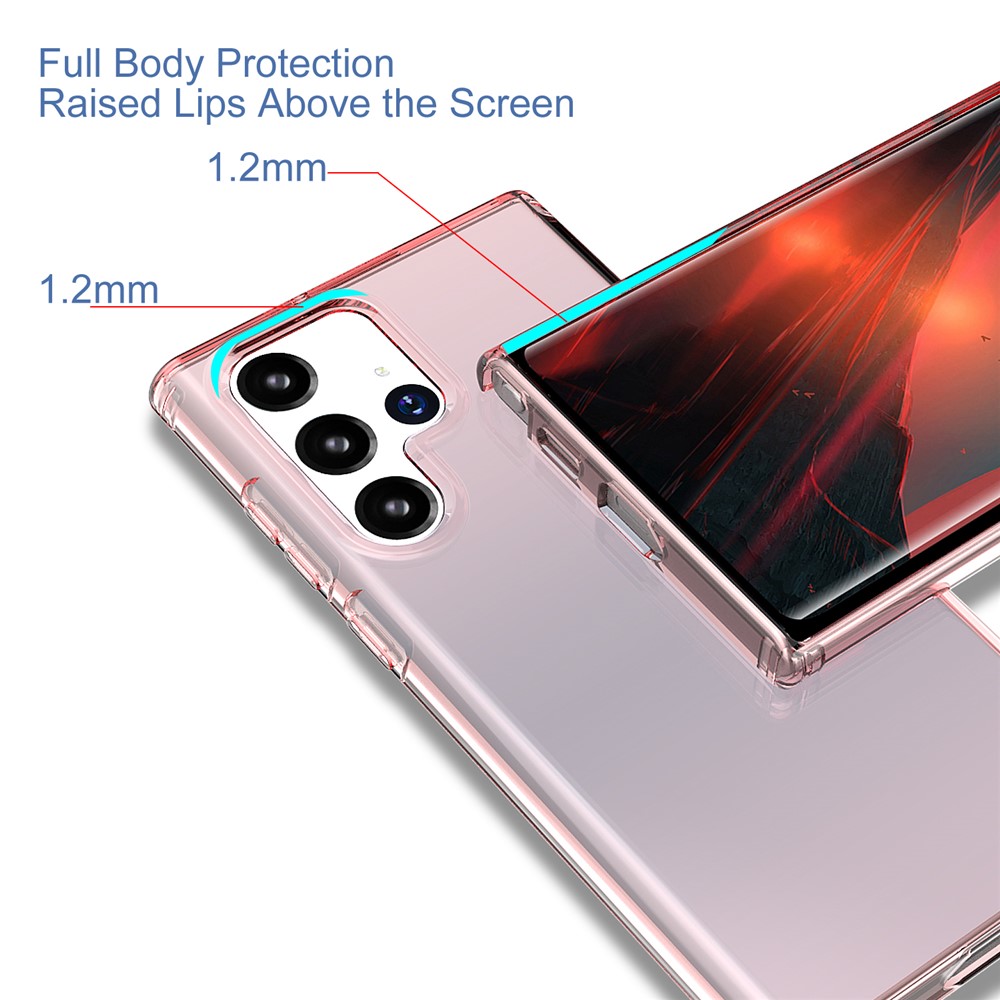 GW18 Thickened Anti-drop Soft TPU Clear Phone Case for Samsung Galaxy S22 Ultra 5G - Transparent Pink-3