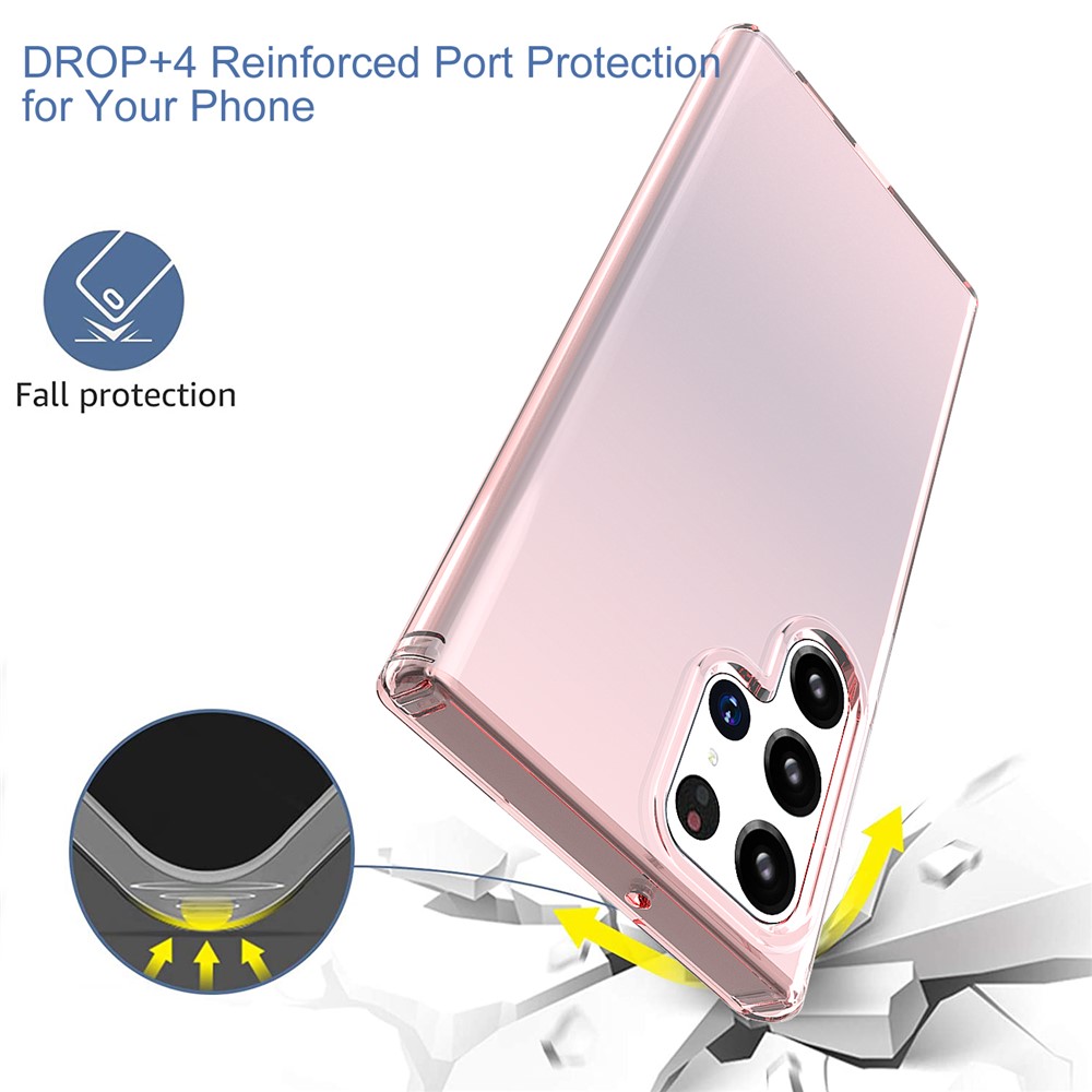 GW18 Thickened Anti-drop Soft TPU Clear Phone Case for Samsung Galaxy S22 Ultra 5G - Transparent Pink-4