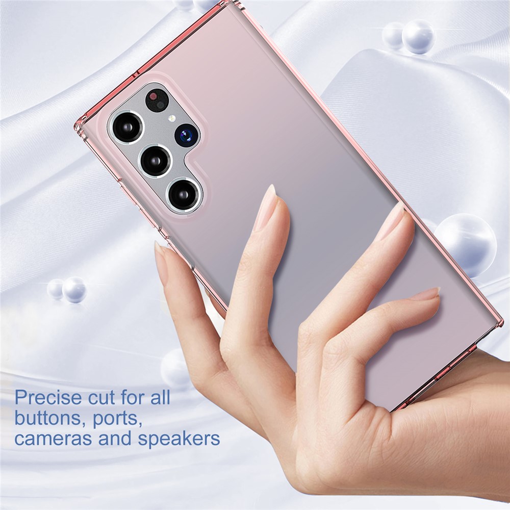 GW18 Thickened Anti-drop Soft TPU Clear Phone Case for Samsung Galaxy S22 Ultra 5G - Transparent Pink-5