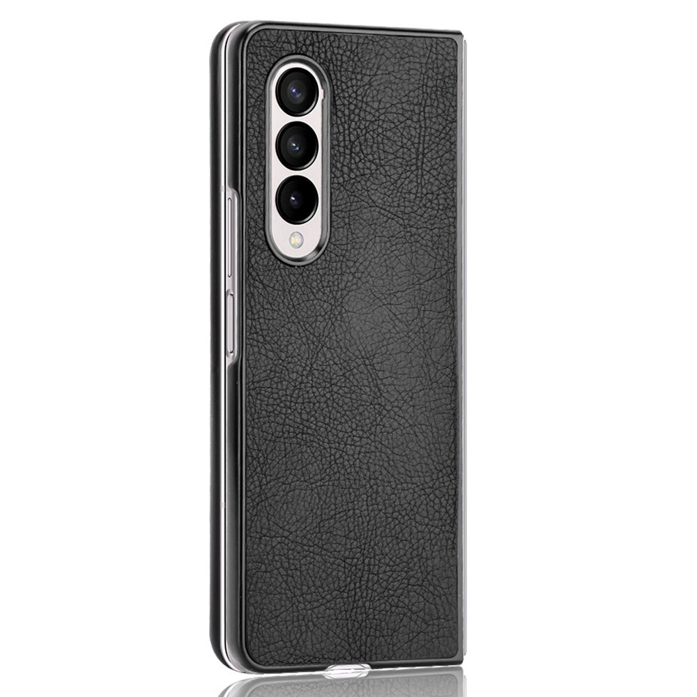For Samsung Galaxy Z Fold3 5G Retro Texture Scratch-resistant Phone Case PU Leather Coated PC Cover - Black-3