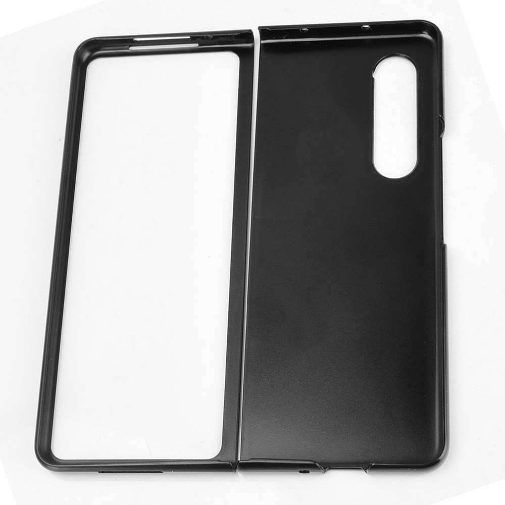 For Samsung Galaxy Z Fold3 5G Retro Texture Scratch-resistant Phone Case PU Leather Coated PC Cover - Black-5
