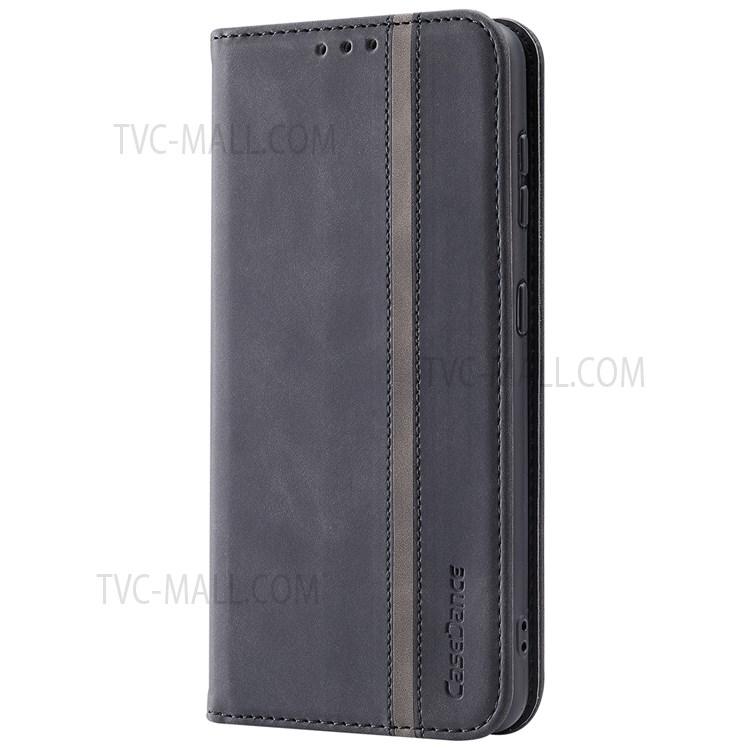 CASEDANCE Waltz 001 Series For Samsung Galaxy S21 FE 5G PU Leather Magnetic Auto Closing Phone Case Cover with Stand Wallet - Black-2