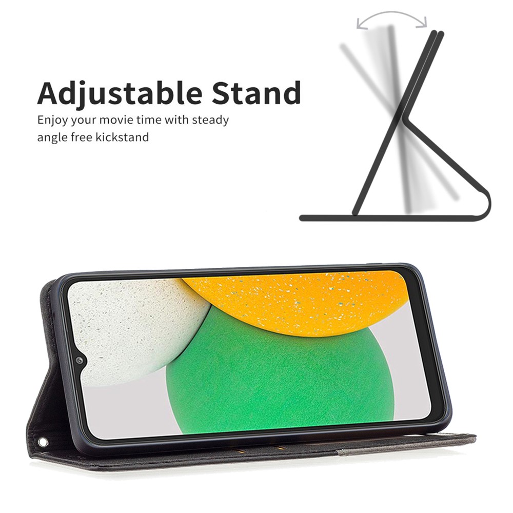 For Samsung Galaxy A03 Core Card Slots Design Rhombus-like Imprinted Magnetic Closure Leather Phone Case with Stand - Black-4