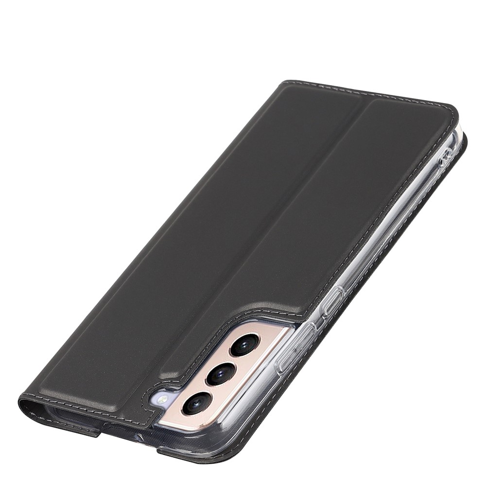For Samsung Galaxy S22 5G Card Holder Design Full Protection PU Leather Protective Case with Stand Phone Shell - Grey-7