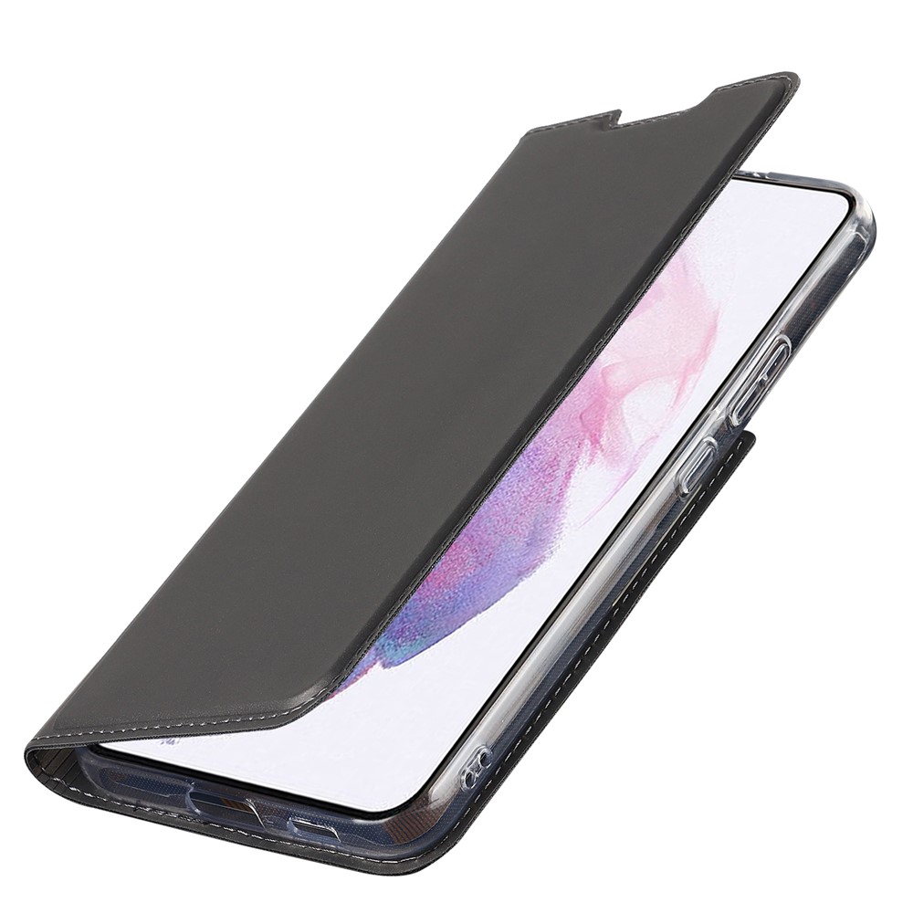 For Samsung Galaxy S22 5G Card Holder Design Full Protection PU Leather Protective Case with Stand Phone Shell - Grey-8
