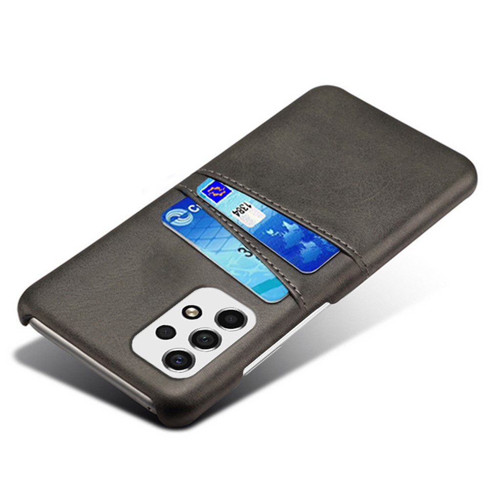 For Samsung Galaxy A53 5G Anti-scratch Card Holder Design PU Leather Coated Hard PC Double Protection Cover Cell Phone Case - Black-3