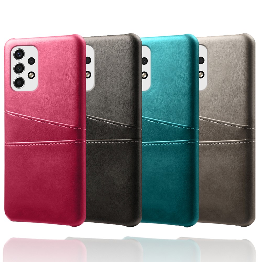 For Samsung Galaxy A53 5G Anti-scratch Card Holder Design PU Leather Coated Hard PC Double Protection Cover Cell Phone Case - Black-5
