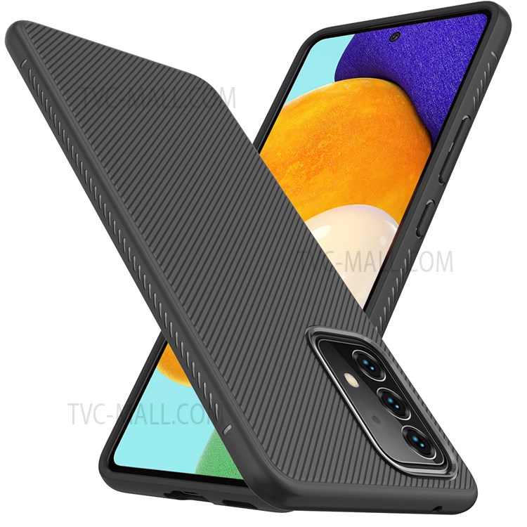For Samsung Galaxy A53 5G Jazz Series Twill Texture Soft TPU Phone Case Anti-fingerprint Back Protective Cover - Black-2