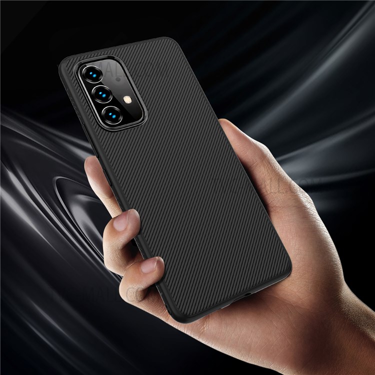 For Samsung Galaxy A53 5G Jazz Series Twill Texture Soft TPU Phone Case Anti-fingerprint Back Protective Cover - Black-5