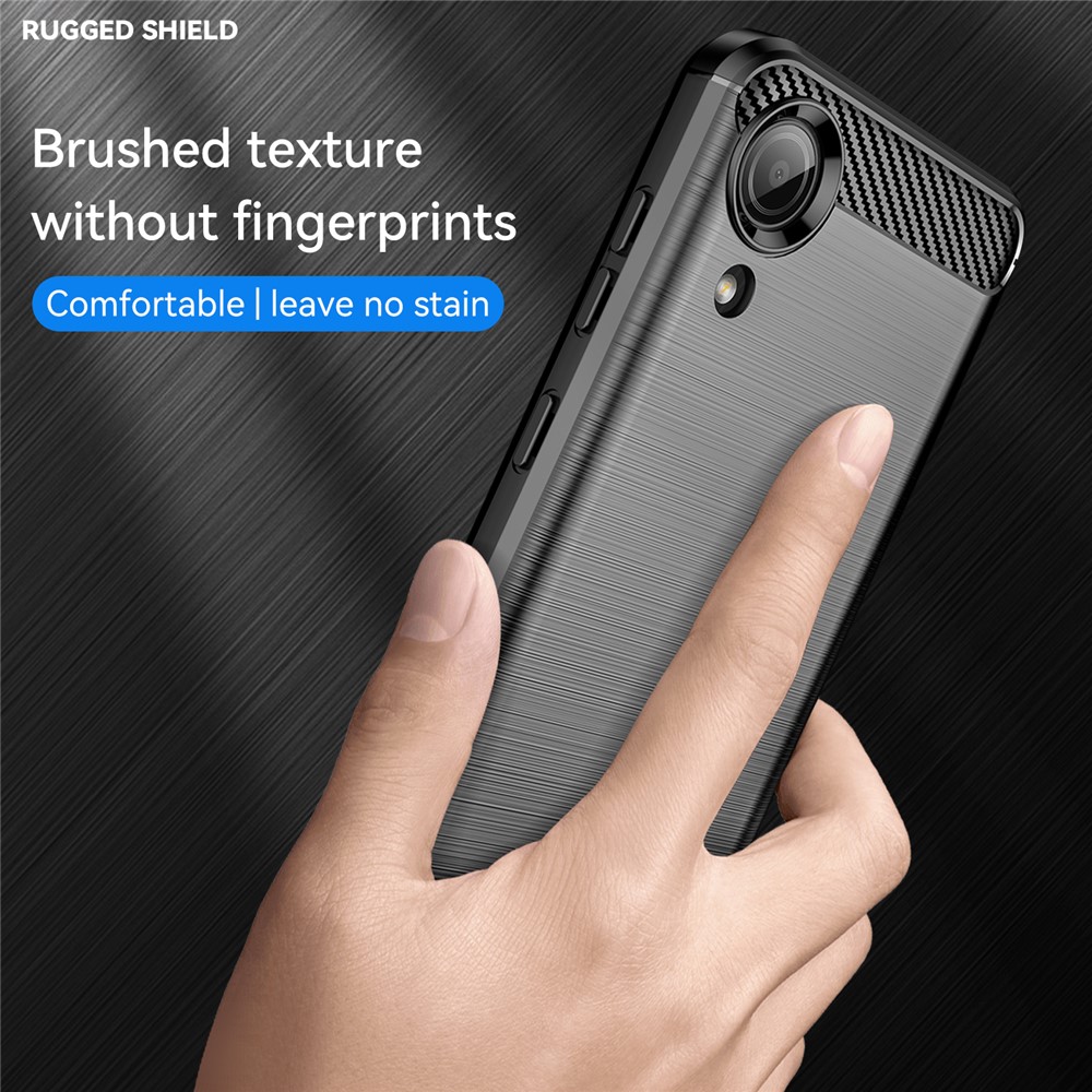 1.8mm TPU Case for Samsung Galaxy A03 Core, Brushed Surface Carbon Fiber Texture Anti-fingerprint Back Cover - Black-4
