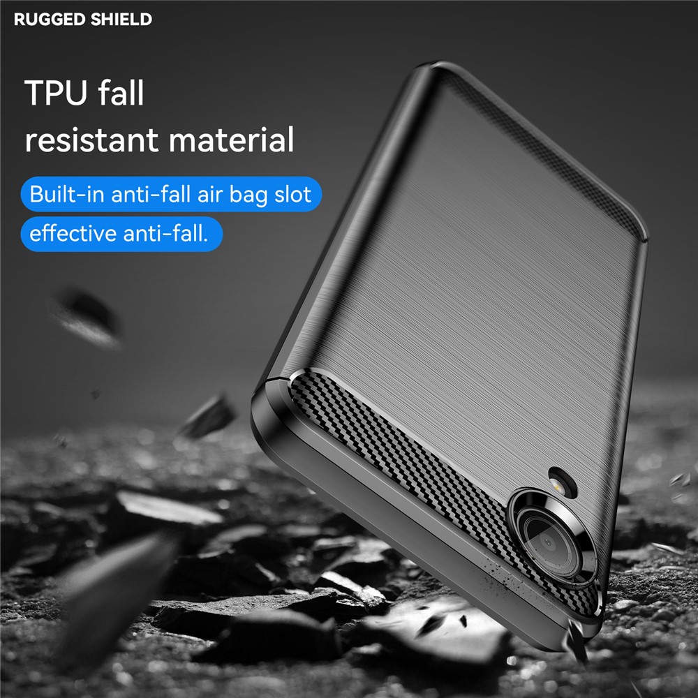 1.8mm TPU Case for Samsung Galaxy A03 Core, Brushed Surface Carbon Fiber Texture Anti-fingerprint Back Cover - Black-6