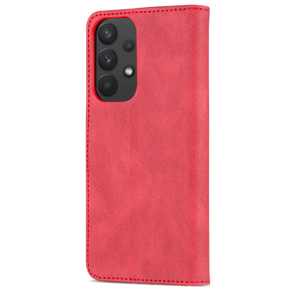 AZNS for Samsung Galaxy A33 5G Well-protected Scratch-resistant PU Leather Wallet Stand Phone Case Shell - Red-3