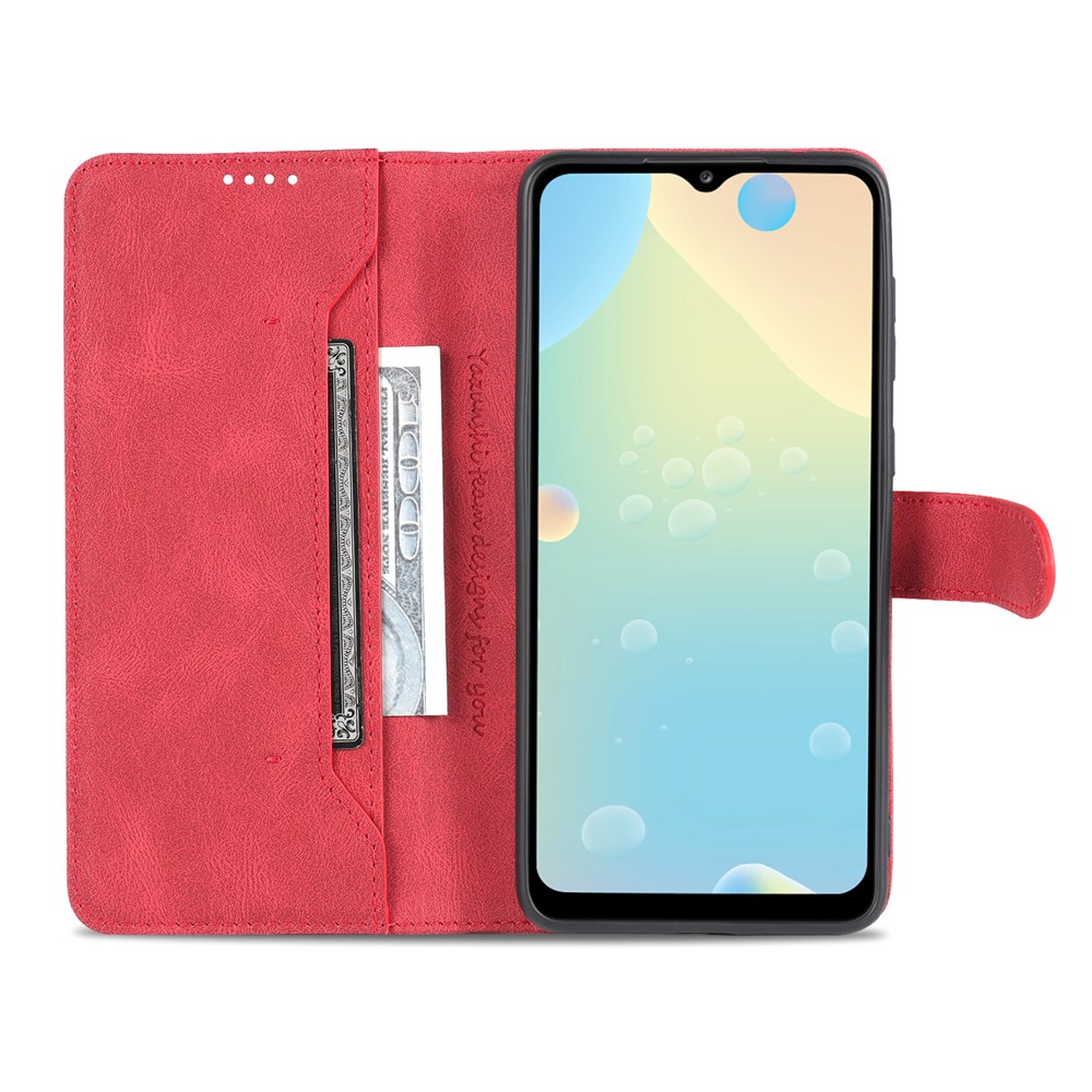 AZNS for Samsung Galaxy A33 5G Well-protected Scratch-resistant PU Leather Wallet Stand Phone Case Shell - Red-4