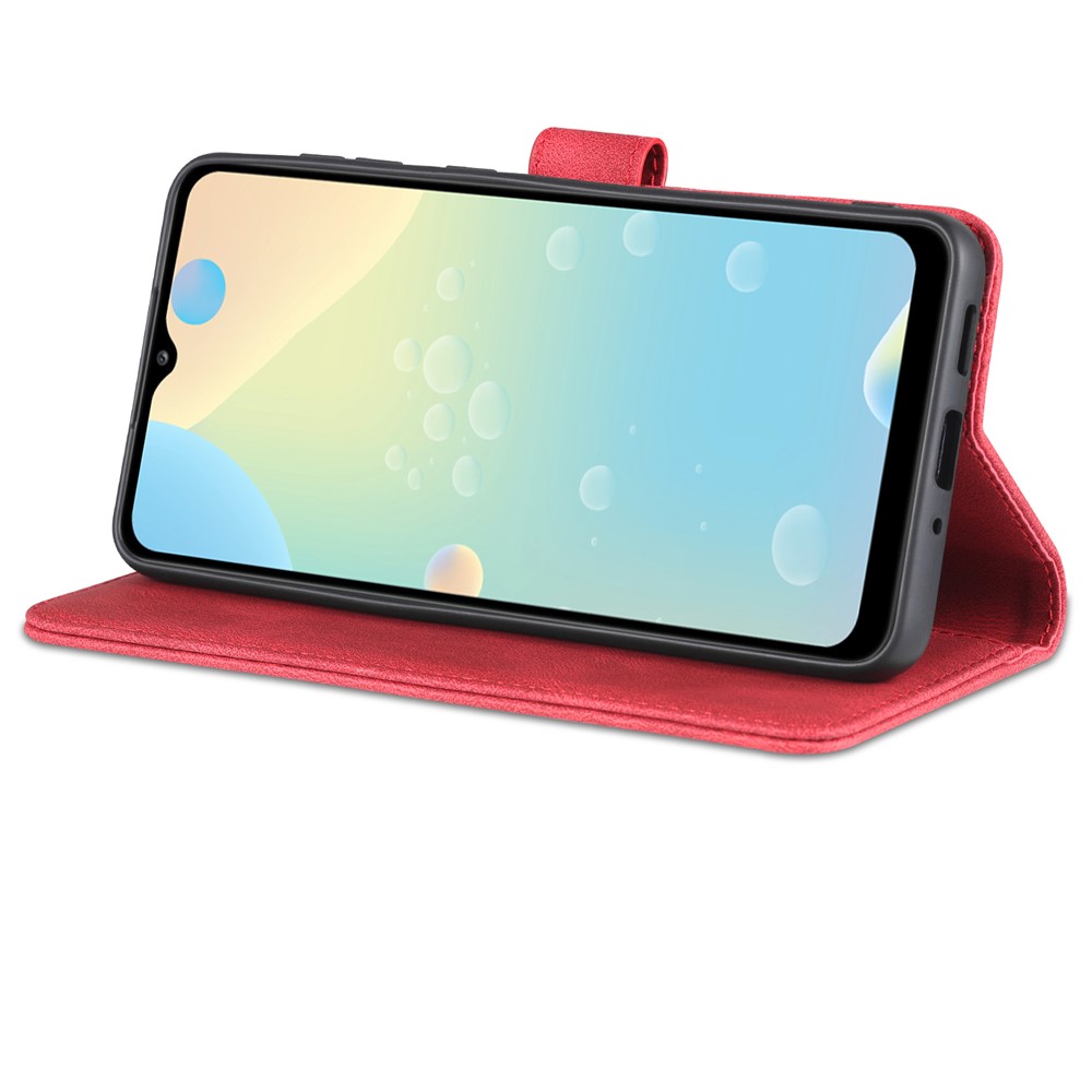 AZNS for Samsung Galaxy A33 5G Well-protected Scratch-resistant PU Leather Wallet Stand Phone Case Shell - Red-5