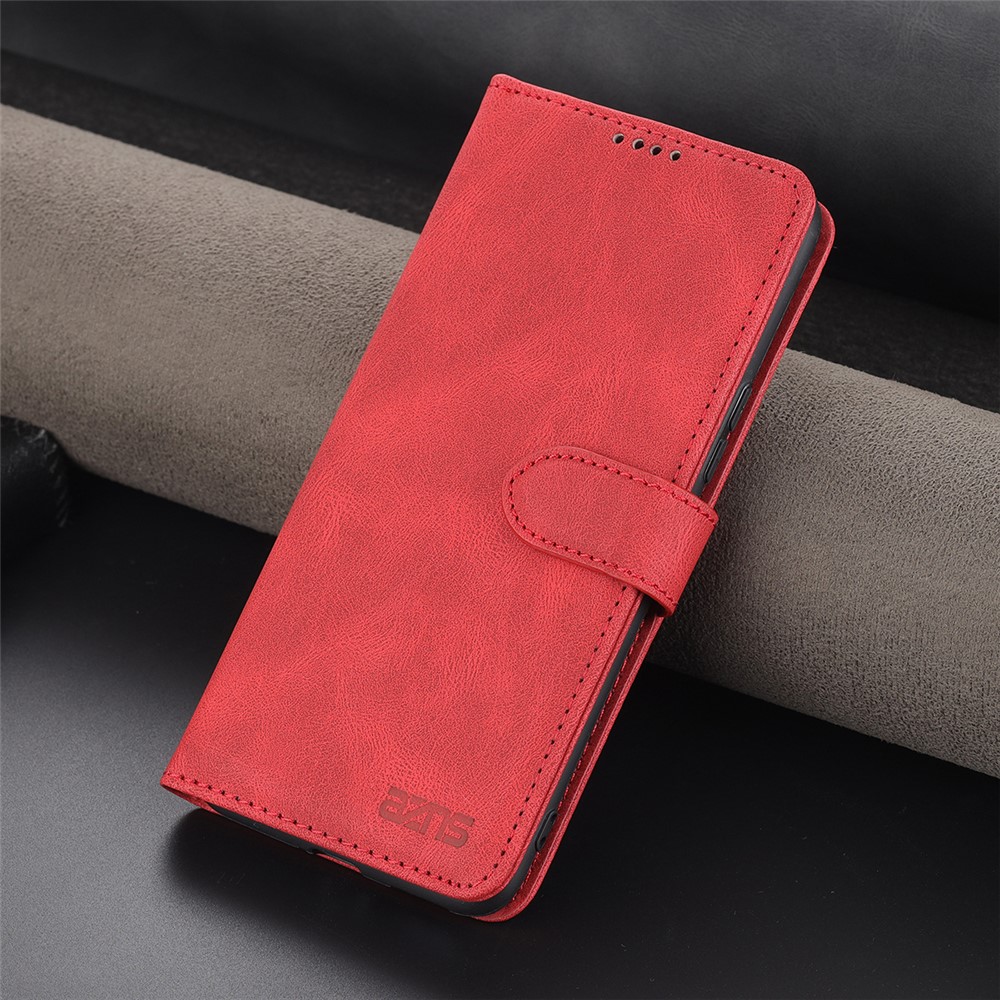 AZNS for Samsung Galaxy A33 5G Well-protected Scratch-resistant PU Leather Wallet Stand Phone Case Shell - Red-6