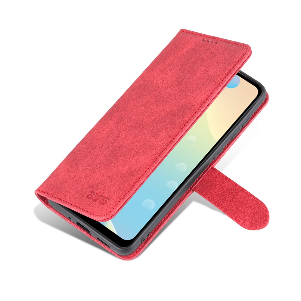 AZNS for Samsung Galaxy A33 5G Well-protected Scratch-resistant PU Leather Wallet Stand Phone Case Shell - Red-7