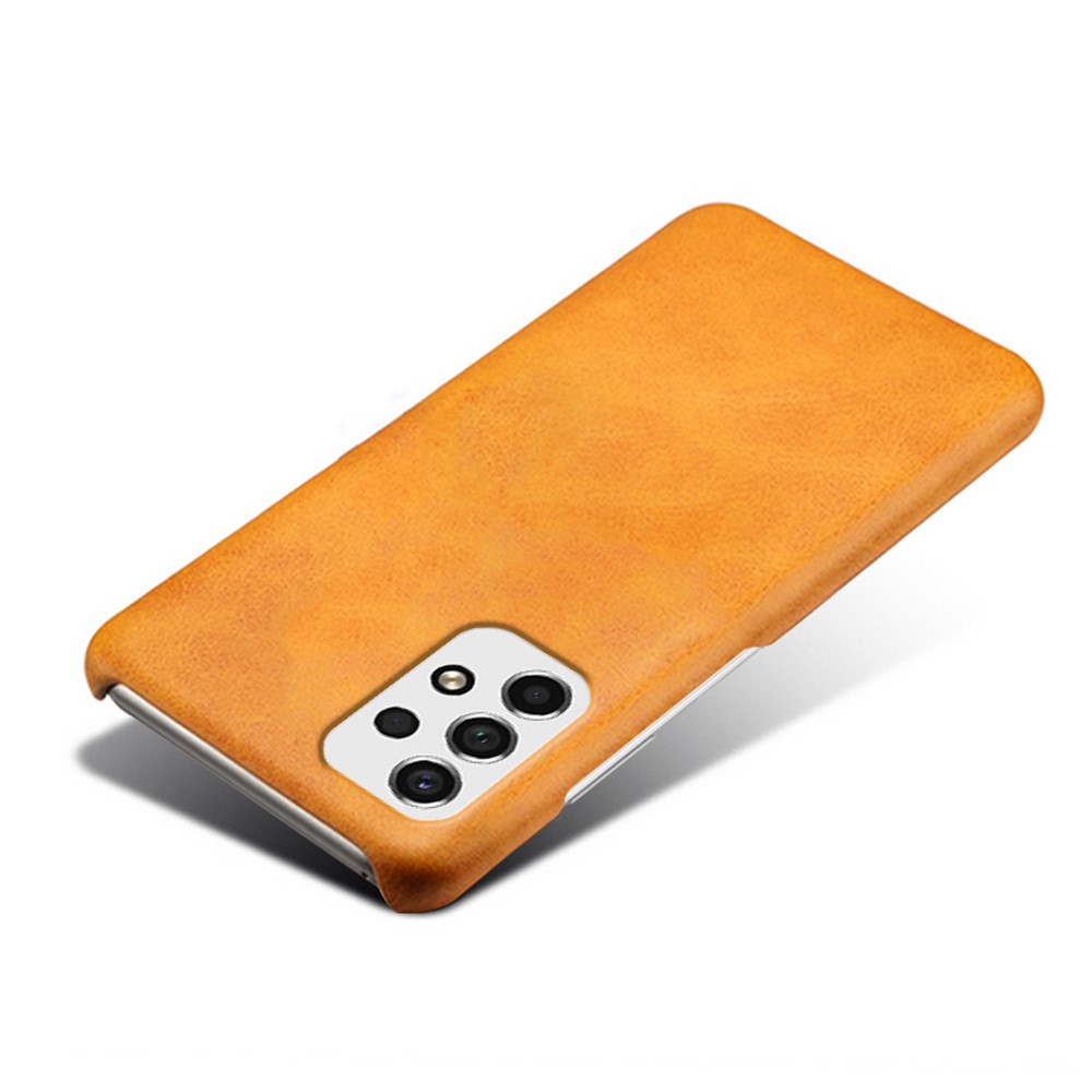 For Samsung Galaxy A53 5G Anti-drop Textured PU Leather Coated Hard PC Case Mobile Phone Cover - Orange-3