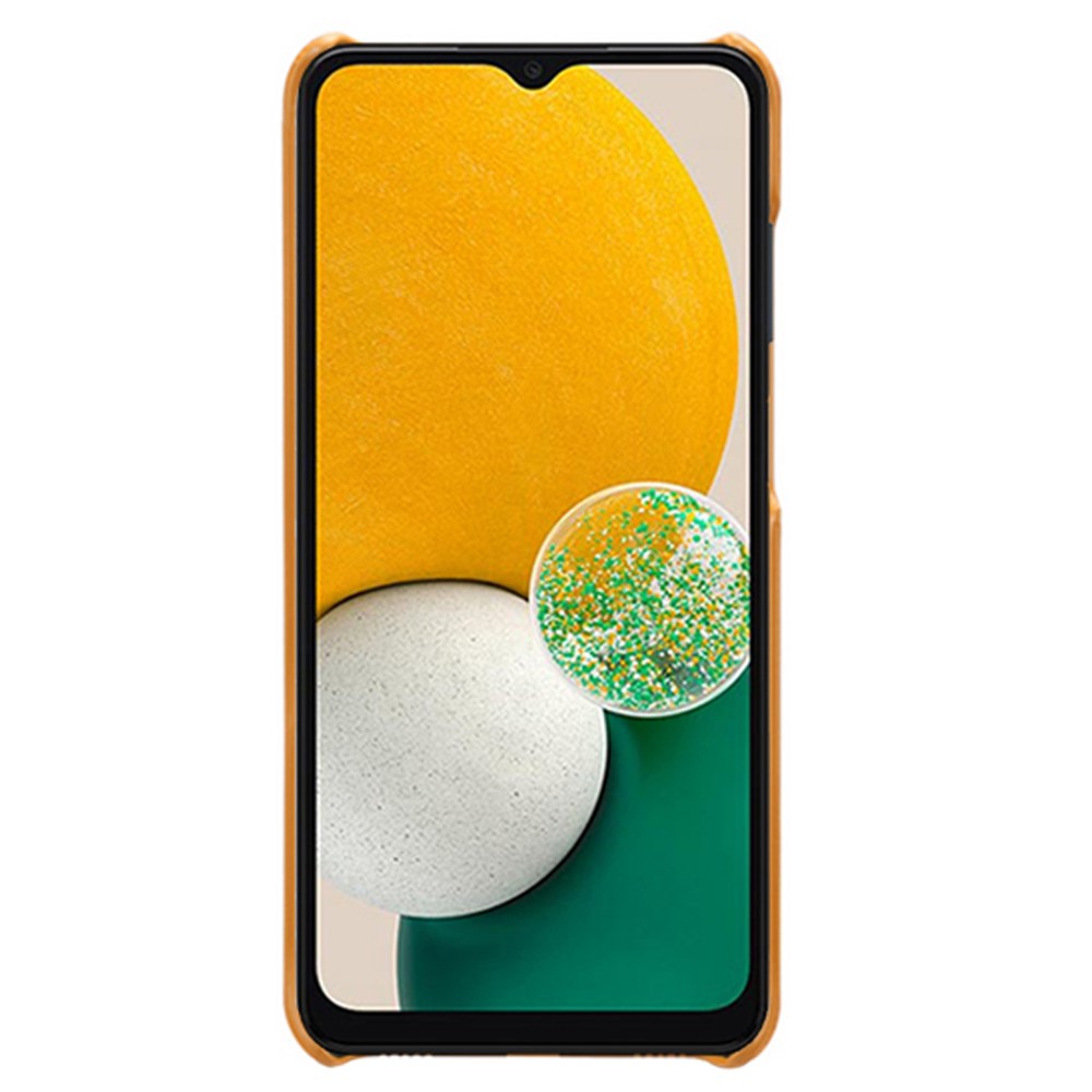 For Samsung Galaxy A73 5G Scratch-resistant Textured PU Leather Coated PC Phone Case Protector - Orange-2