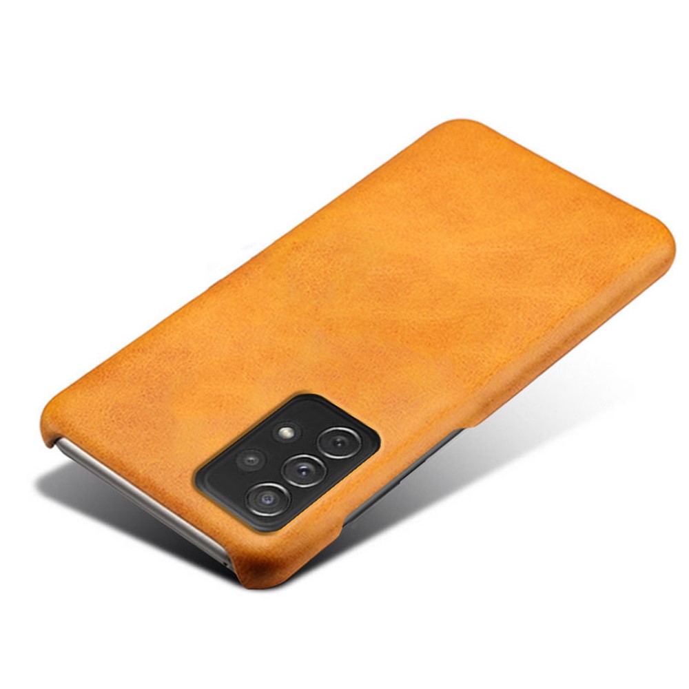 For Samsung Galaxy A73 5G Scratch-resistant Textured PU Leather Coated PC Phone Case Protector - Orange-3