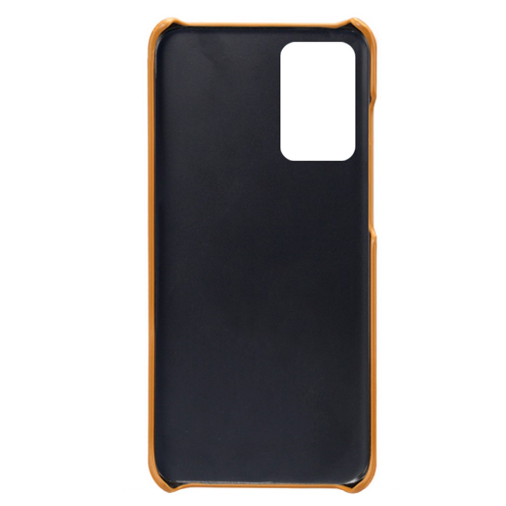 For Samsung Galaxy A73 5G Scratch-resistant Textured PU Leather Coated PC Phone Case Protector - Orange-4