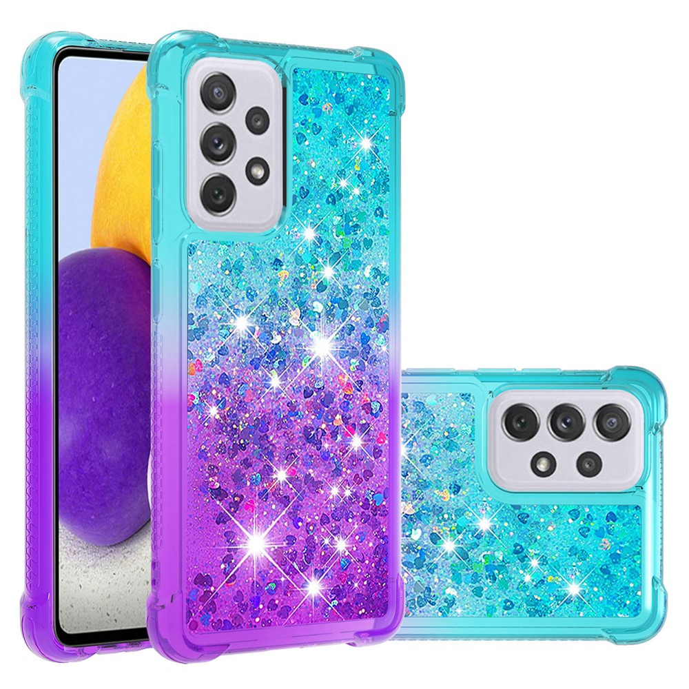 For Samsung Galaxy A73 5G LE3 Series Gradient Flowing Liquid Quicksand Protective TPU Phone Cover - Sky Blue/Purple-2