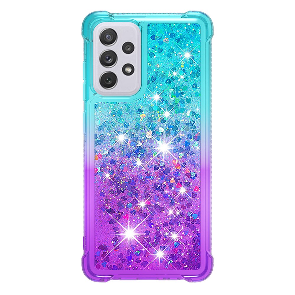 For Samsung Galaxy A73 5G LE3 Series Gradient Flowing Liquid Quicksand Protective TPU Phone Cover - Sky Blue/Purple-3