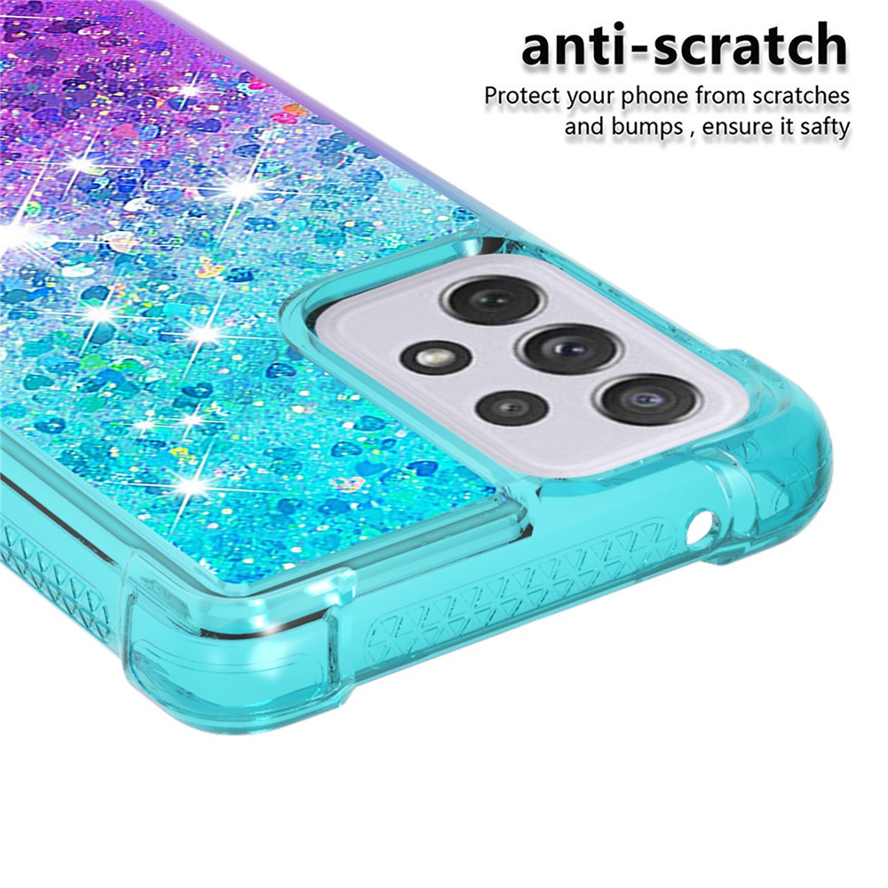For Samsung Galaxy A73 5G LE3 Series Gradient Flowing Liquid Quicksand Protective TPU Phone Cover - Sky Blue/Purple-4