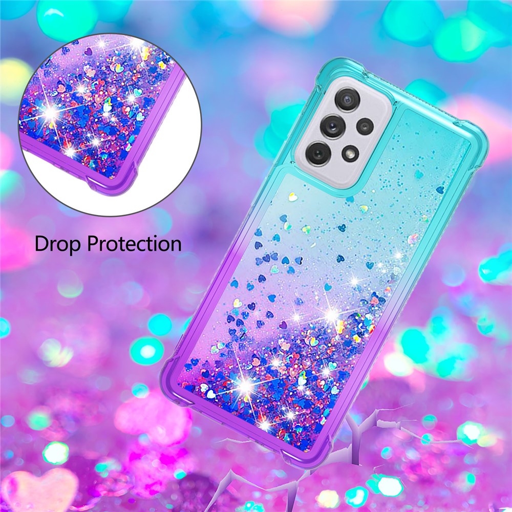 For Samsung Galaxy A73 5G LE3 Series Gradient Flowing Liquid Quicksand Protective TPU Phone Cover - Sky Blue/Purple-5