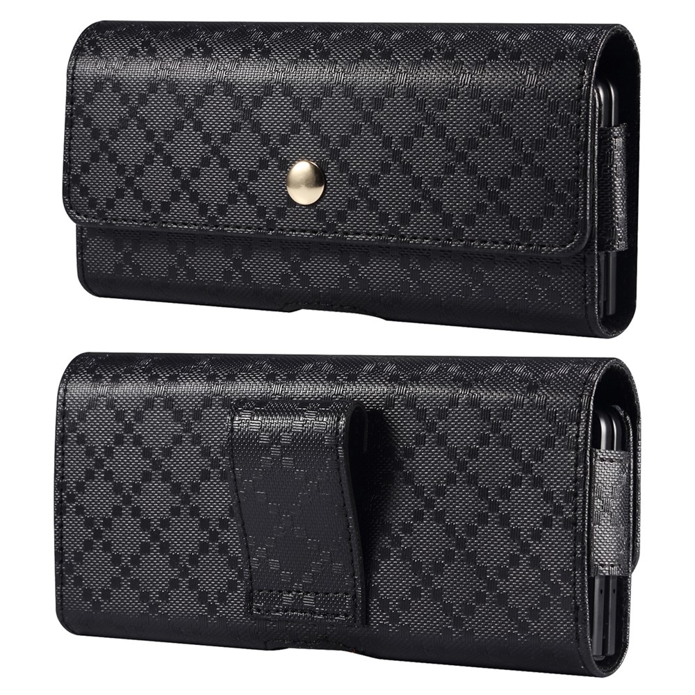 Waist Loop Microfiber Leather Phone Case for Samsung Galaxy Z Fold3 5G/Huawei Mate X/Mate Xs, Grid Pattern Magnetic Flip Cover Phone Cover Pouch-1