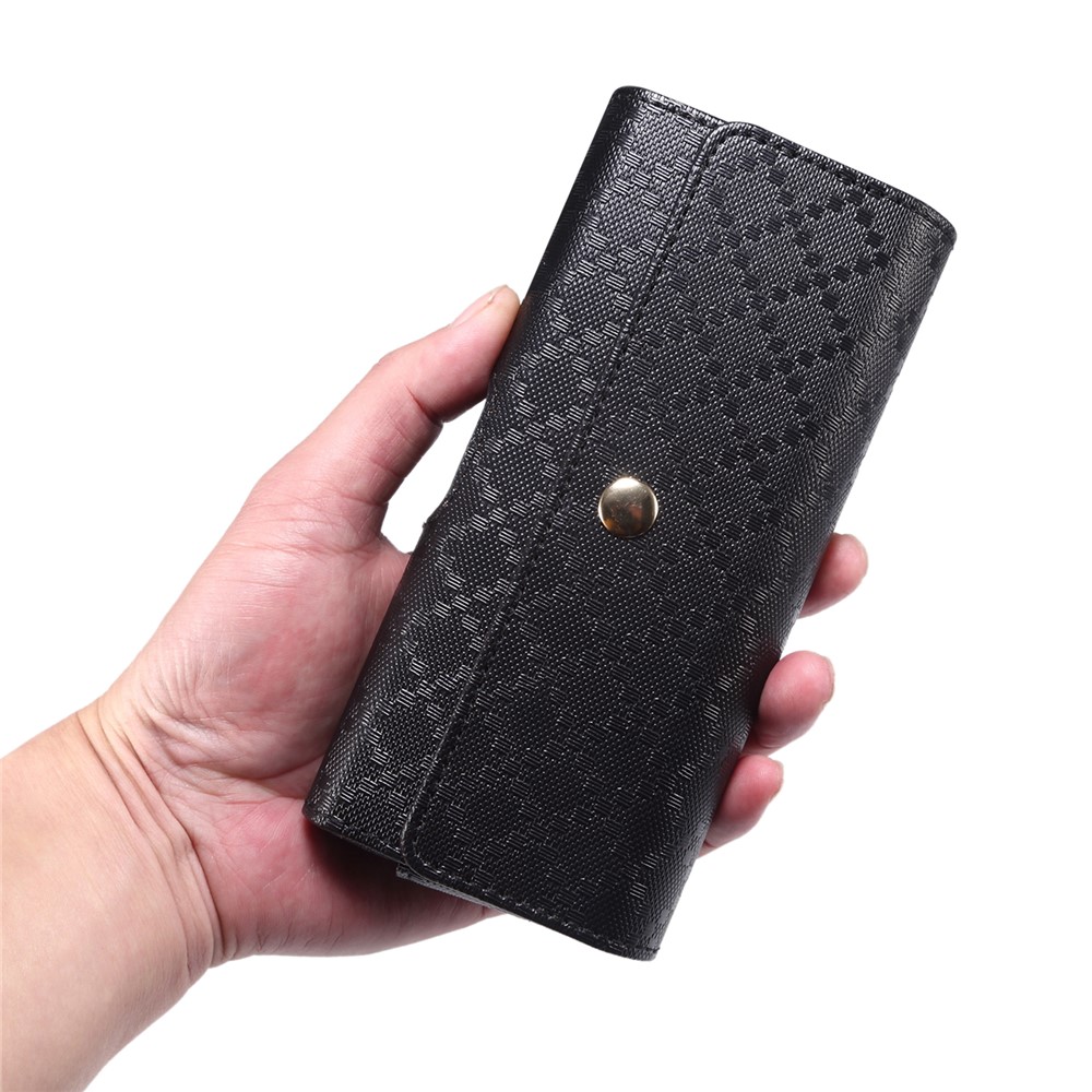 Waist Loop Microfiber Leather Phone Case for Samsung Galaxy Z Fold3 5G/Huawei Mate X/Mate Xs, Grid Pattern Magnetic Flip Cover Phone Cover Pouch-10