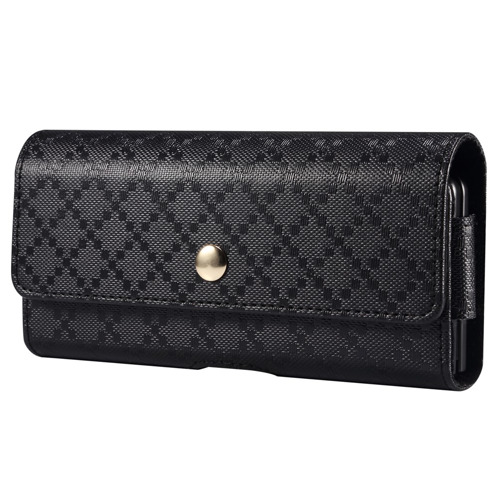 Waist Loop Microfiber Leather Phone Case for Samsung Galaxy Z Fold3 5G/Huawei Mate X/Mate Xs, Grid Pattern Magnetic Flip Cover Phone Cover Pouch-2