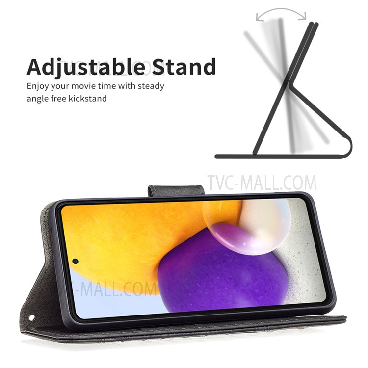 BINFEN COLOR BF04 for Samsung Galaxy A73 5G Crocodile Texture Wallet Leather Well-protected Anti-drop Cell Phone Stand Case - Black-4