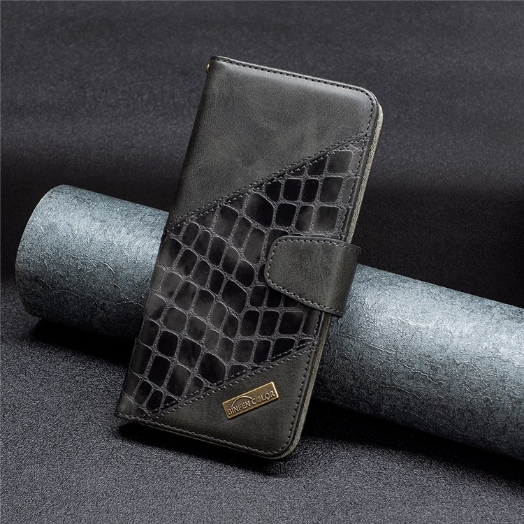BINFEN COLOR BF04 for Samsung Galaxy A73 5G Crocodile Texture Wallet Leather Well-protected Anti-drop Cell Phone Stand Case - Black-6