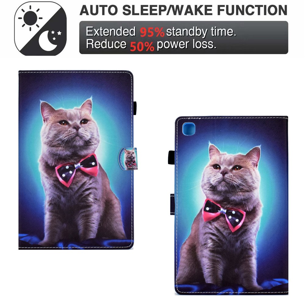 For Samsung Galaxy Tab A7 10.4 (2020) SM-T500 Pattern Printing Stitching Leather Cover Tablet Case with Card Holder and Stand - Cat-5
