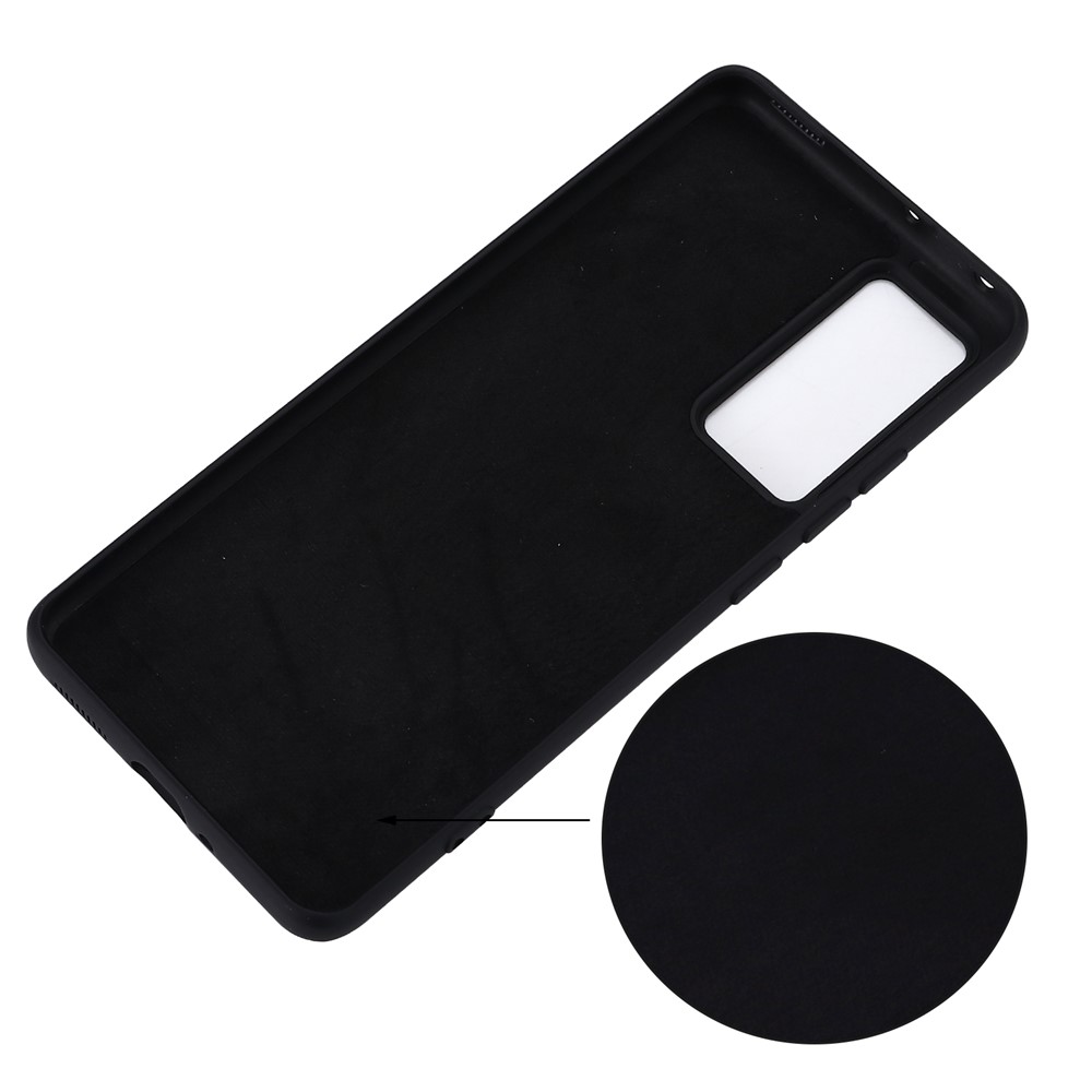 Liquid Silicone Phone Case for Samsung Galaxy A73 5G, Solid Color Anti-Drop Anti-Scratch Protective Cover with Strap - Black-4