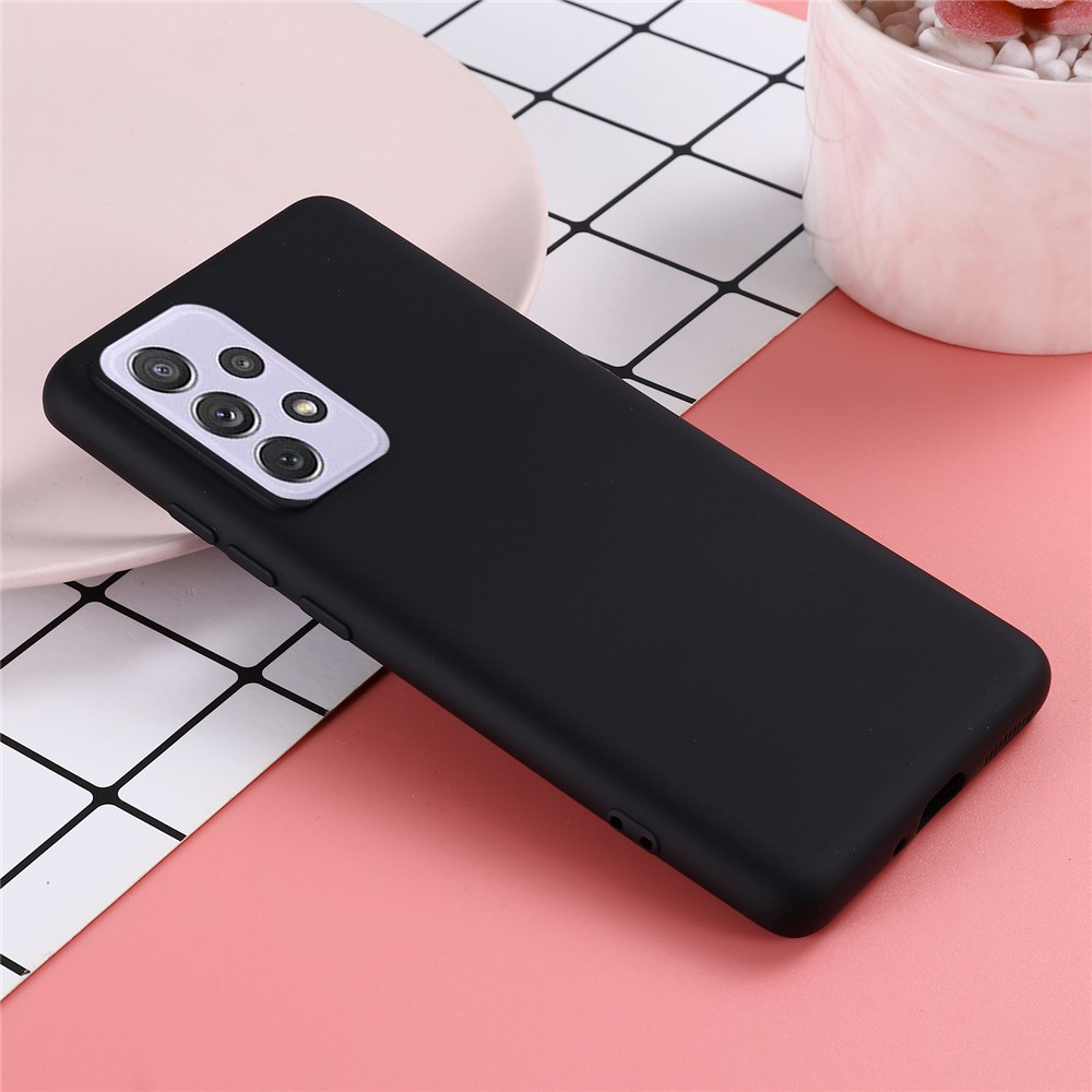 Liquid Silicone Phone Case for Samsung Galaxy A73 5G, Solid Color Anti-Drop Anti-Scratch Protective Cover with Strap - Black-7