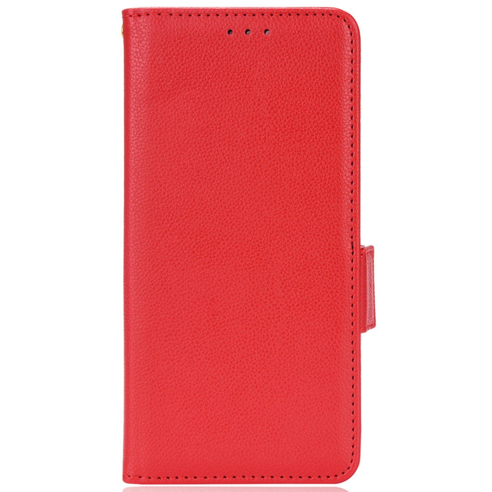 PU Leather Wallet Stand Case for Samsung Galaxy S21 Ultra 5G, Magnetic Clasp Litchi Texture Phone Cover - Red-2