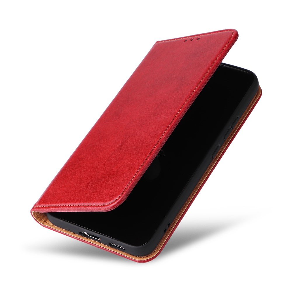 FIERRE SHANN For Samsung Galaxy S22 5G PU Leather + TPU Phone Case Folio Flip Stand Wallet Cellphone Cover - Red-8