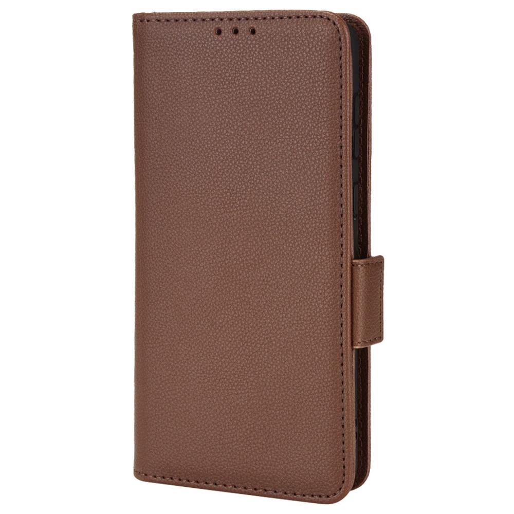 Side Magnetic Clasp Stand Phone Case for Samsung Galaxy A33 5G, Litchi Texture PU Leather Wallet Case - Brown-2