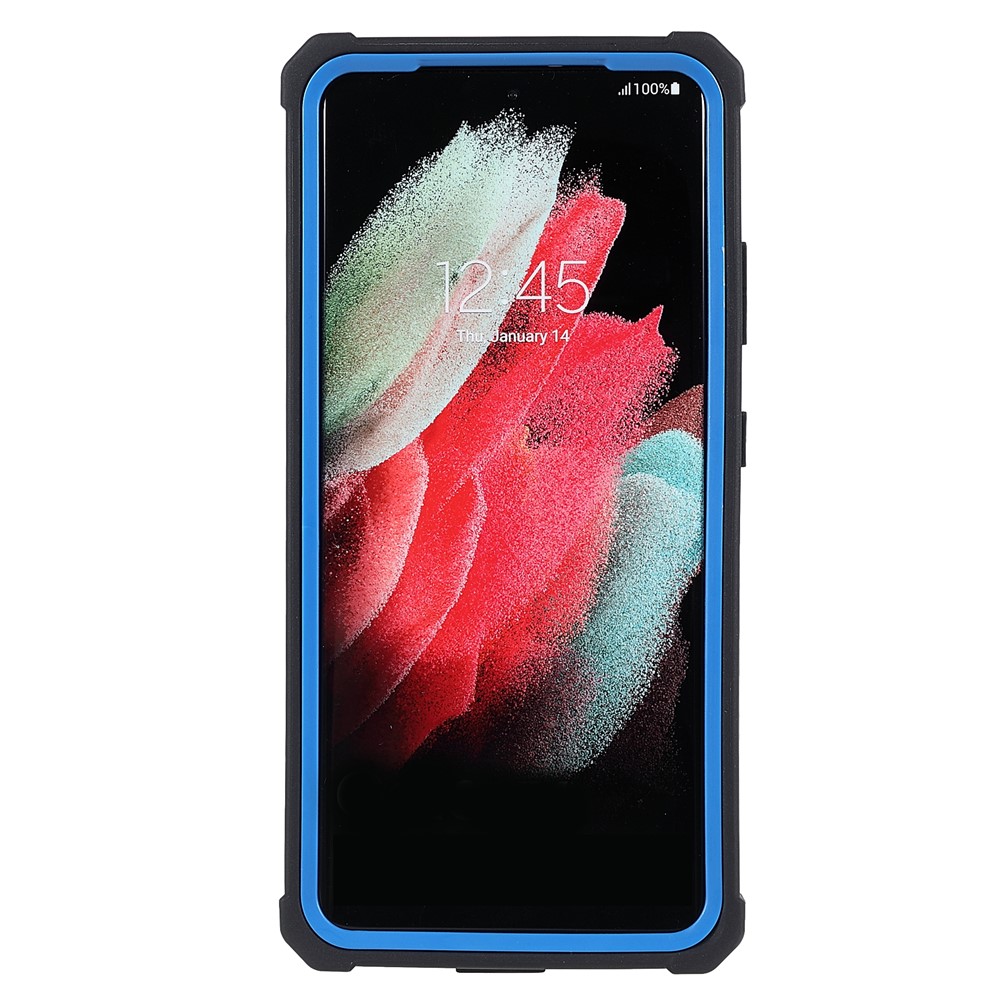 For Samsung Galaxy S21 Ultra 5G TPU Frame + Acrylic Clear Back Hybrid Detachable 2-in-1 Case Anti-drop Phone Cover - Black/Blue-4