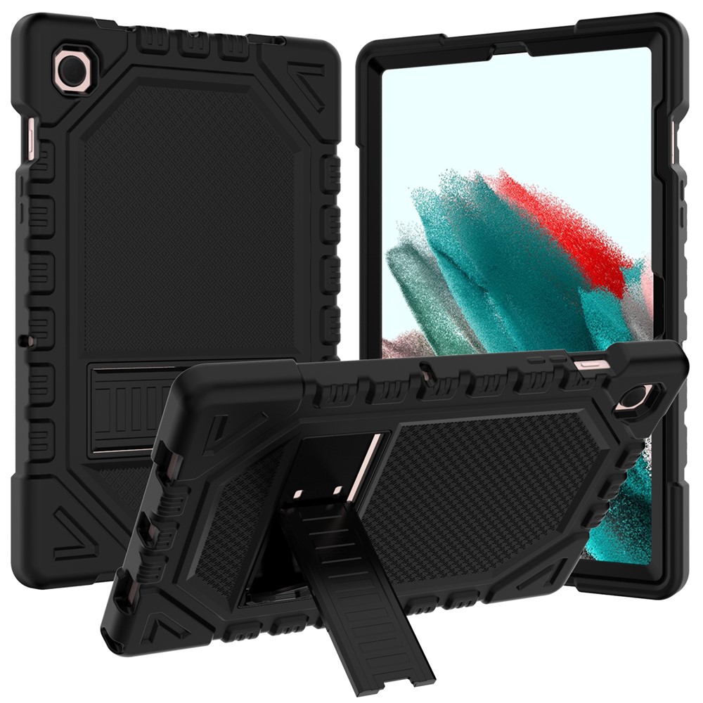 For Samsung Galaxy Tab A8 10.5 (2021) Thickened PC + Silicone Well-protected Shockproof Tablet Case Kickstand Cover - Black-1