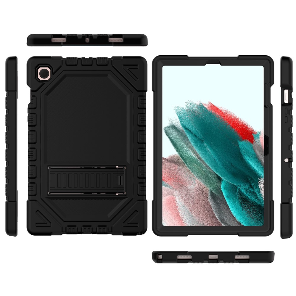 For Samsung Galaxy Tab A8 10.5 (2021) Thickened PC + Silicone Well-protected Shockproof Tablet Case Kickstand Cover - Black-5