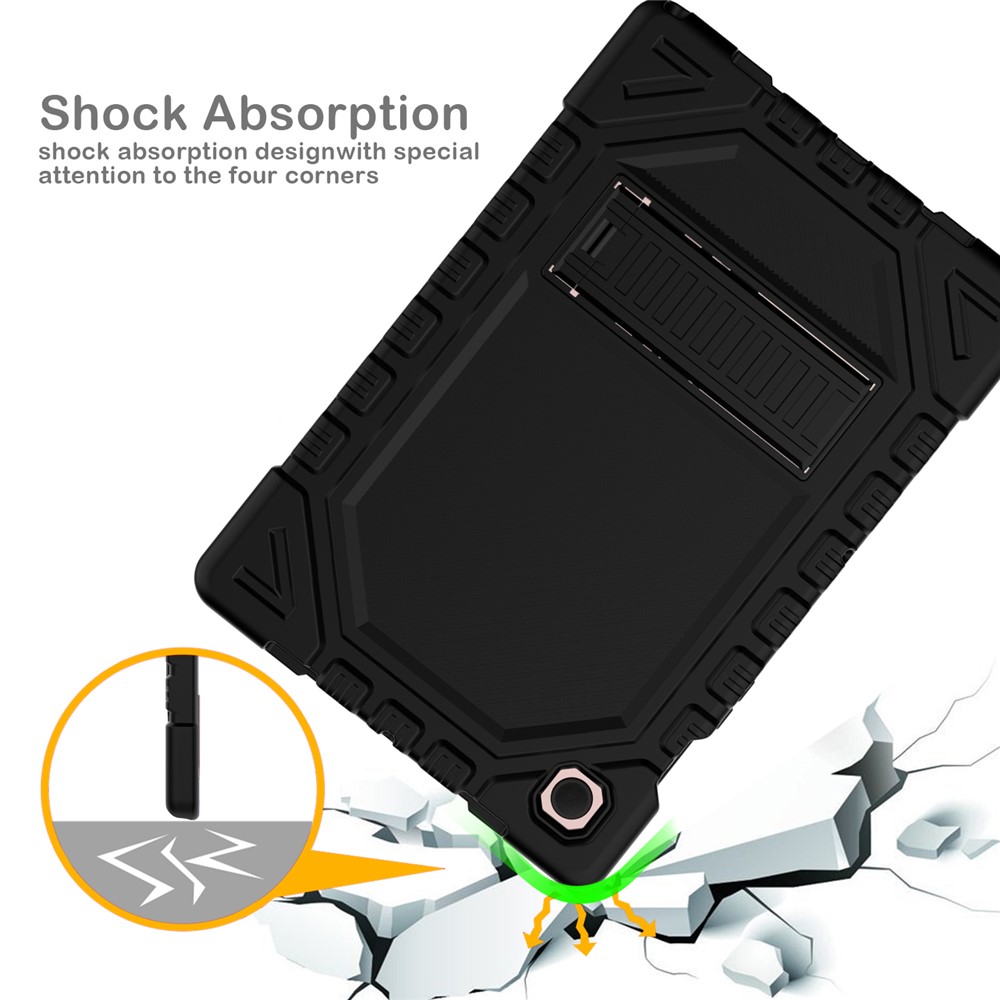 For Samsung Galaxy Tab A8 10.5 (2021) Thickened PC + Silicone Well-protected Shockproof Tablet Case Kickstand Cover - Black-7