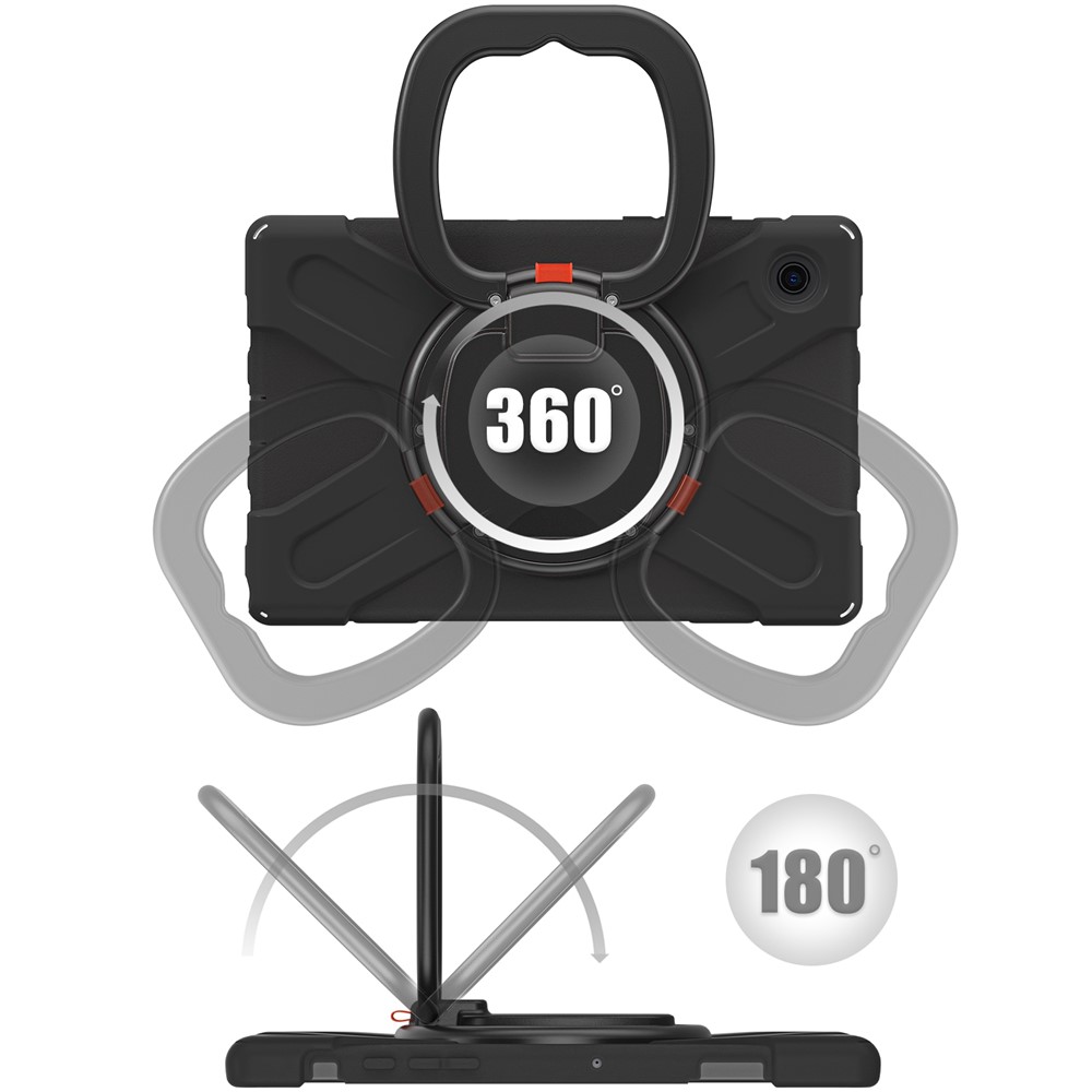 For Samsung Galaxy Tab A8 10.5 (2021) Tablet Case 360 Degree Rotary Kickstand Anti-fall Protection PC + Silicone Hybrid Cover - Black/Black-4