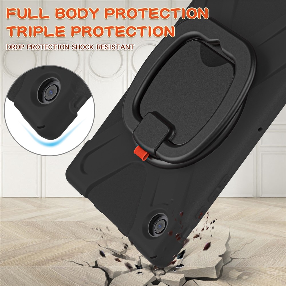 For Samsung Galaxy Tab A8 10.5 (2021) Tablet Case 360 Degree Rotary Kickstand Anti-fall Protection PC + Silicone Hybrid Cover - Black/Black-5